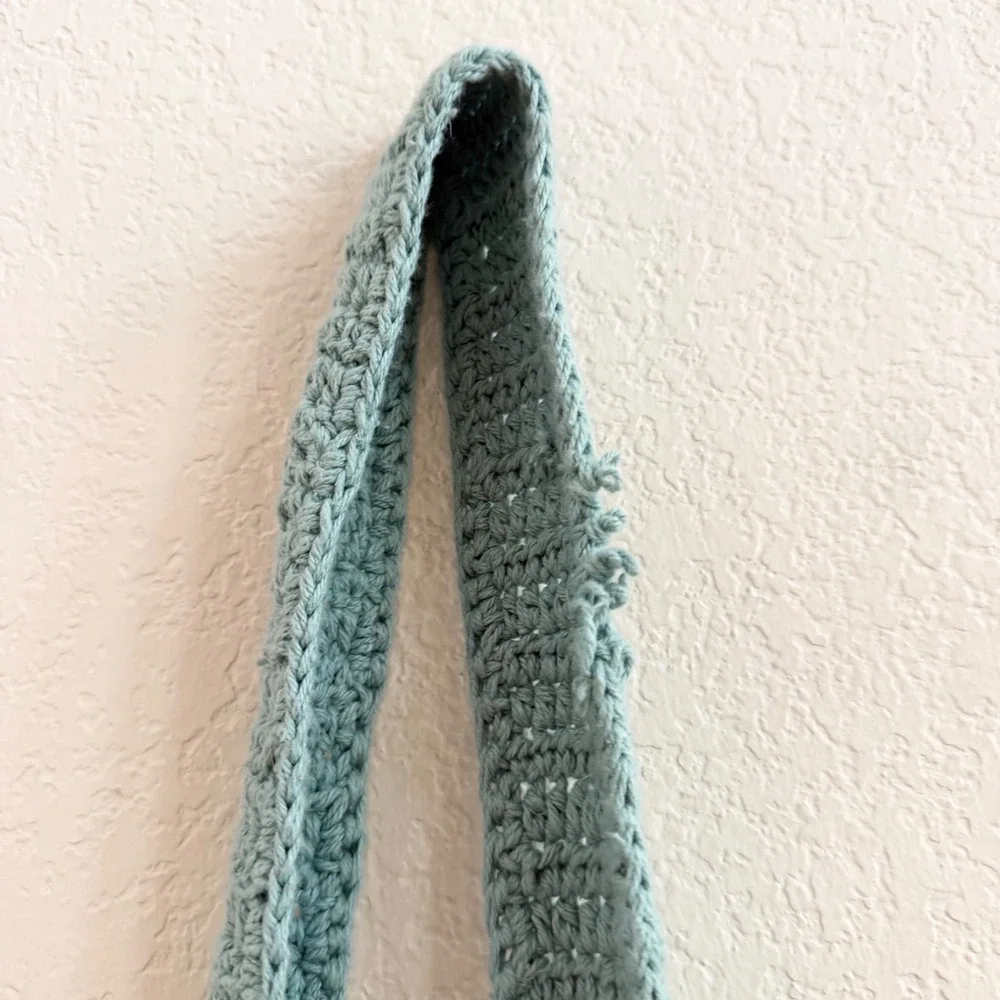 Handmade Crochet Daisy Hobo Bag Sage‎ Green Boho Flower Shoulder Tote Slouchy